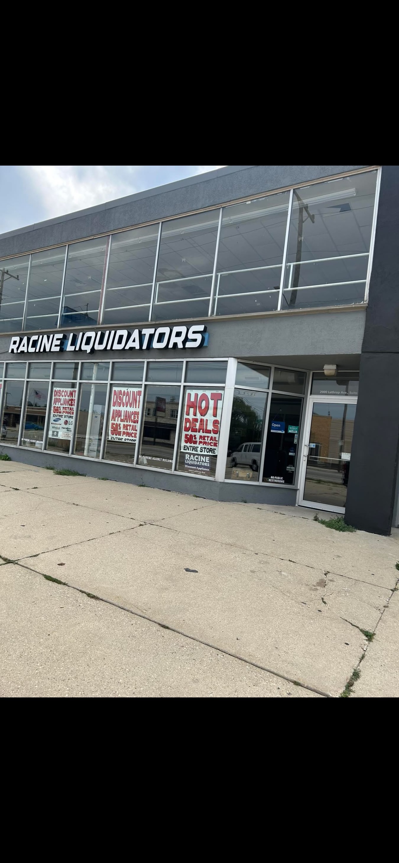 Racine Liquidators storefront at 2000 Lathrop Ave, Racine WI